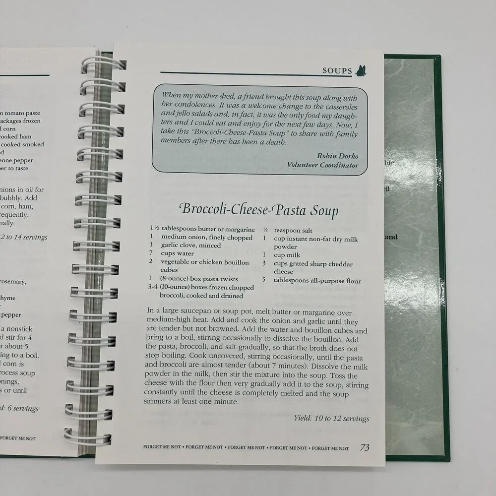 Forget Me Not Cookbook From Hospice Care Greensboro NC‎ Memories/ Comfort Food
